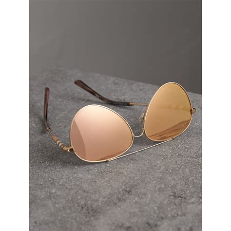 burberry check detail mirrored pilot sunglasses|Women’s Designer Sunglasses .